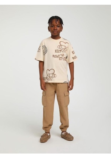 Erkek Çocuk Pamuklu Keep Right Yazılı Kaykay Tshirt