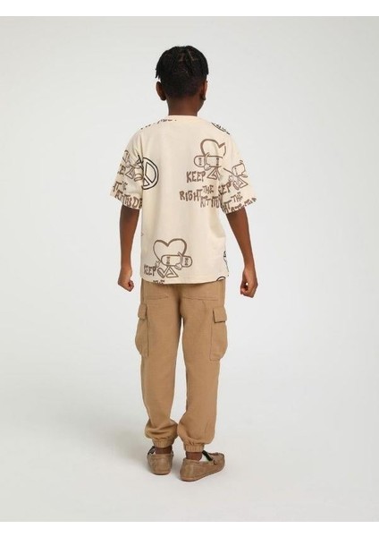 Erkek Çocuk Pamuklu Keep Right Yazılı Kaykay Tshirt modelleri