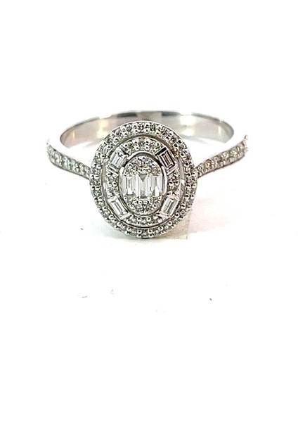 0,43 Ct 2,36 gr Tasarım Yarımtur Baget Pırlanta Yüzük