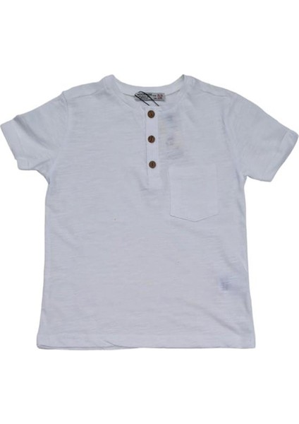 Erkek Çocuk Pamuklu Ince Üç Düğmeli Basic Tshirt