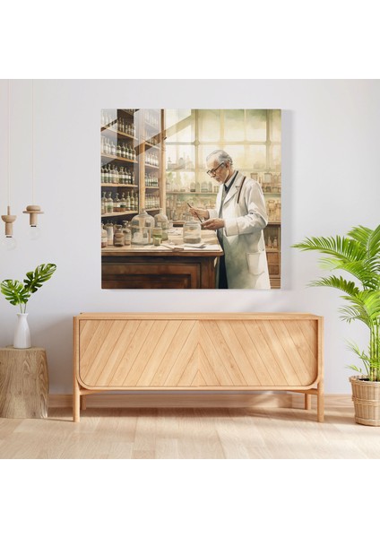 Tıp Vintage Eczane Cam Baskı - Tıp, Cam Duvar Sanatı, Modern Sanat, Eczane, 30X30