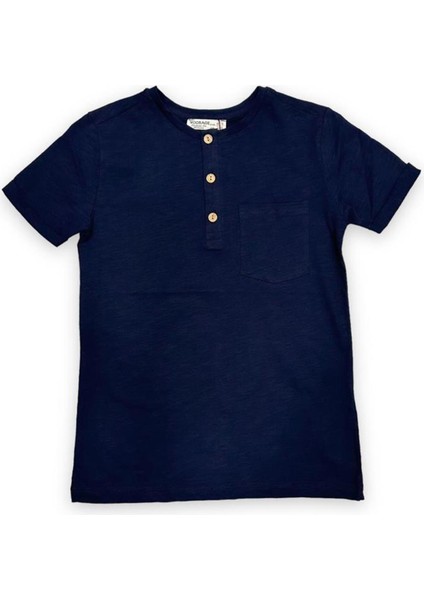 Erkek Çocuk Pamuklu Ince Üç Düğmeli Basic Tshirt