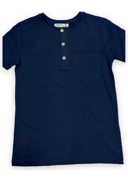 Erkek Çocuk Pamuklu Ince Üç Düğmeli Basic Tshirt