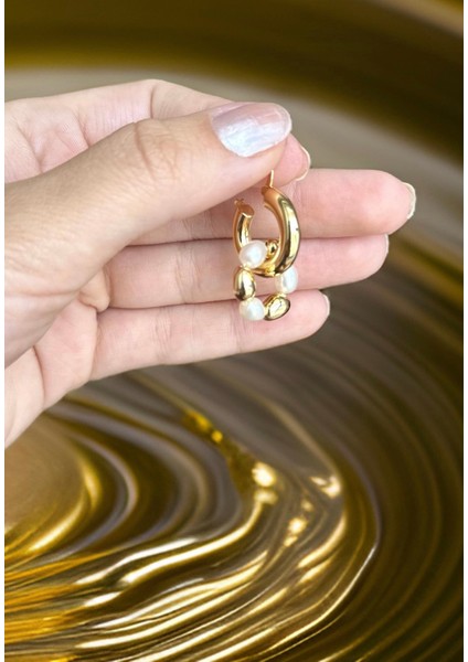 Okyanus Incisi 18K Altın Kaplama Gümüş Küpe