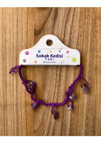 Doğal Ametist Taşlı Ip Halhal