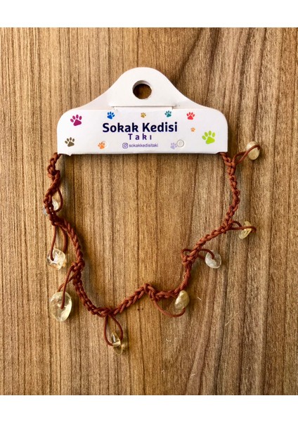 Doğal Sitrin Taşlı Ip Halhal