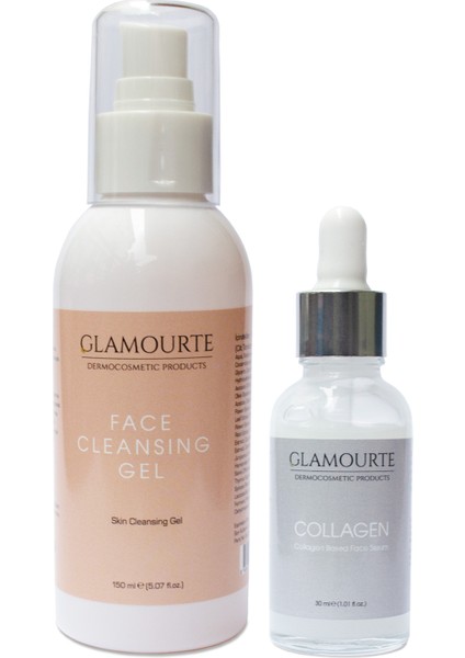 Göz Alıcı Set; Kolajen Bazlı Cilt Bakım Serumu 30ML + Cilt Temizleme Jeli 150ML