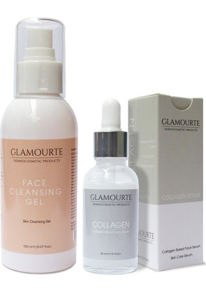 Göz Alıcı Set; Kolajen Bazlı Cilt Bakım Serumu 30ML + Cilt Temizleme Jeli 150ML fiyatları