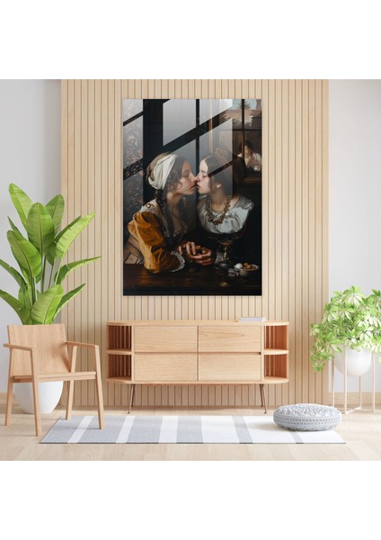 Johannes Vermeer Cam Baskı - Mahrem Sahne - Johannes Vermeer, Cam Sanatı, Cam Baskı, Cam Duvar Tablosu, 30X45