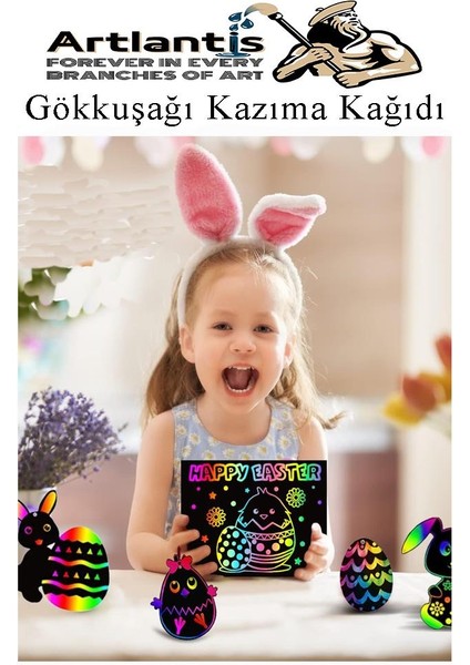 Sihirli Gökkuşağı Kazıma Kağıdı A4 5 Yaprak 1 Paket 20 x 30 cm Siyah Sihirli Kağıt Rainbow Paper