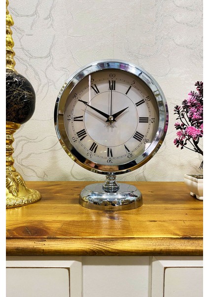 25X20 cm Krom Metal Masa Saati Masa Dekorasyonu Ev Ofis Masa Aksesuarı