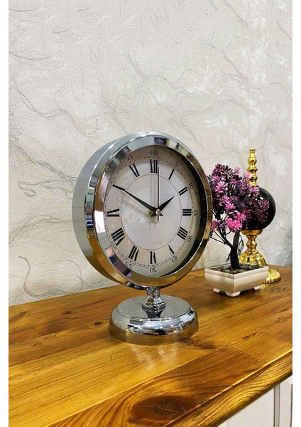 25X20 cm Krom Metal Masa Saati Masa Dekorasyonu Ev Ofis Masa Aksesuarı