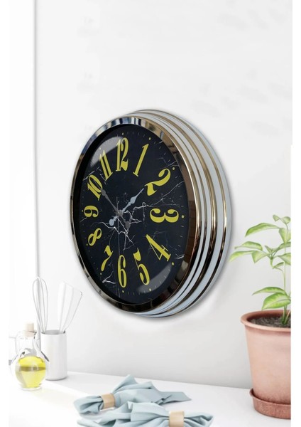40 cm Meta Düz Rakamlı Siyah Kadran Modern Dekoratif Lüks Duvar Saati