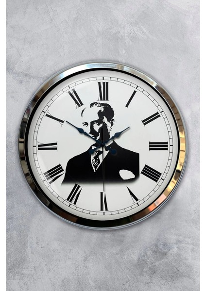 40 cm Metal Atatürk Kadranlı Metal Duvar Saati
