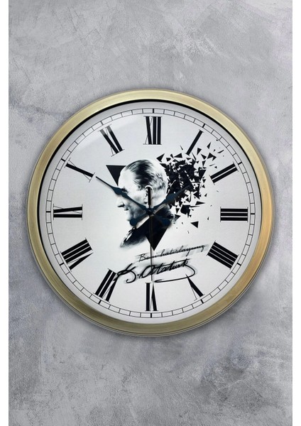 40 cm Metal Atatürk Kadranlı Metal Duvar Saati