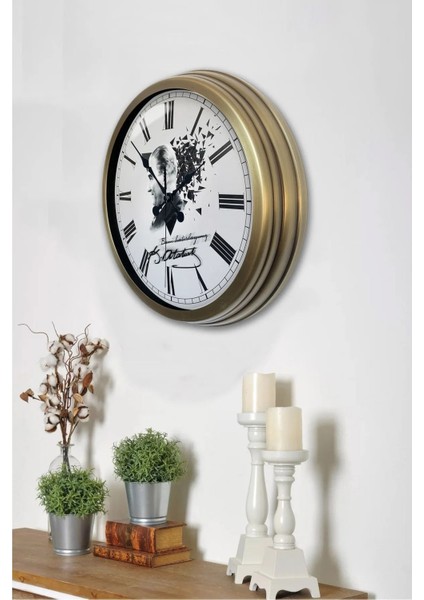 40 cm Metal Atatürk Kadranlı Metal Duvar Saati