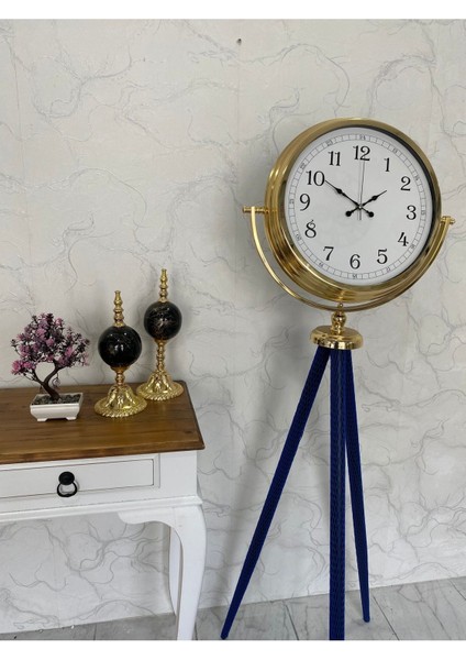 150 cm Dekoratif Tripod Ayaklı Metal Gold Kaplama Saat
