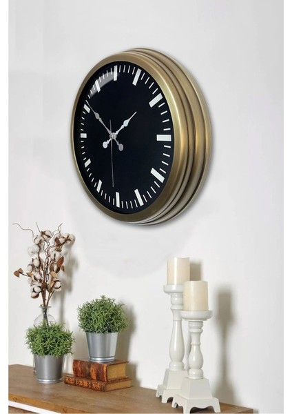 40 cm Metal Rakamsız Siyah Kadran Modern Dekoratif Lüks Duvar Saati