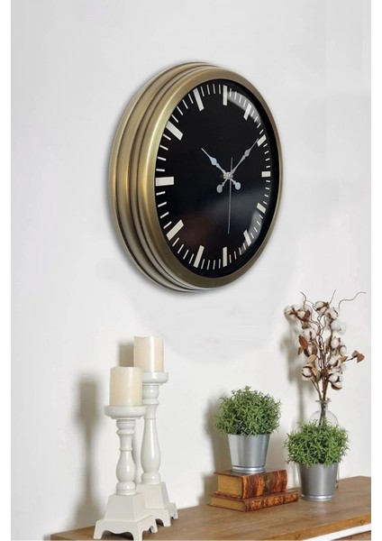 40 cm Metal Rakamsız Siyah Kadran Modern Dekoratif Lüks Duvar Saati