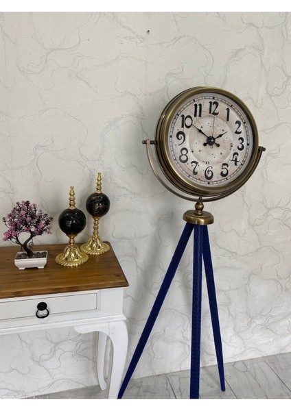 150 cm Dekoratif Tripod Ayaklı Metal Eskitme Kaplama Saat