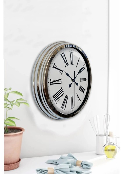 40 cm Modern Romen Rakamlı Metal Klasik Lüks Duvar Saati