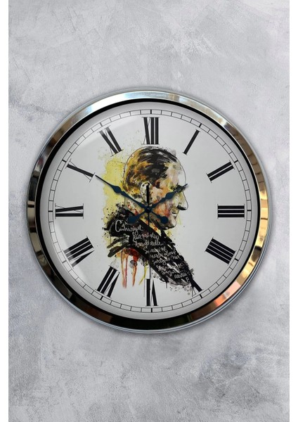 40 cm Metal Atatürk Kadranlı Metal Duvar Saati