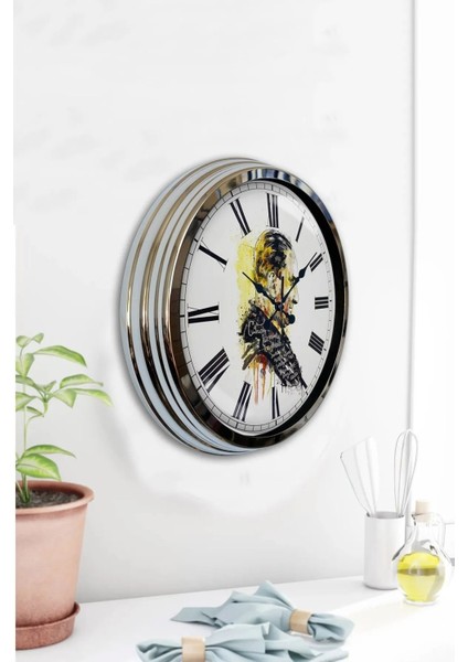 40 cm Metal Atatürk Kadranlı Metal Duvar Saati