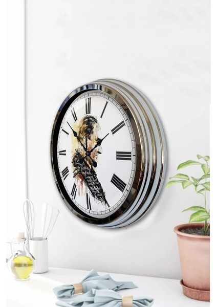 40 cm Metal Atatürk Kadranlı Metal Duvar Saati