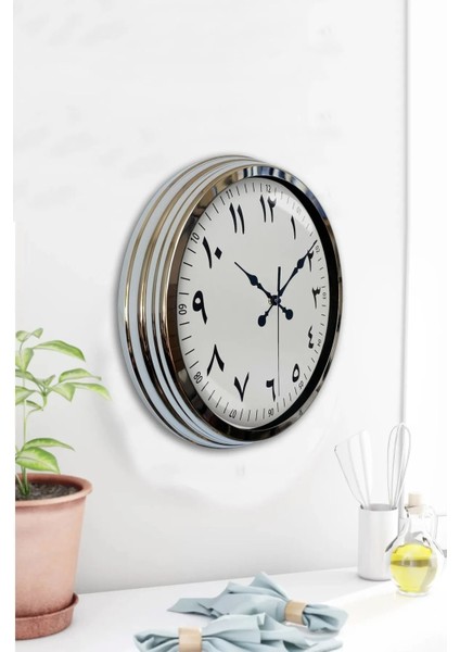 40 cm Metal Arapça-Farsça Rakam Kadranlı Klasik Modern Duvar Saati