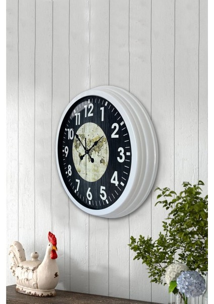 40 cm Metal Düz Rakam Dünya Haritası Kadranlı Modern Dekoratif Lüks Duvar Saati fiyatları