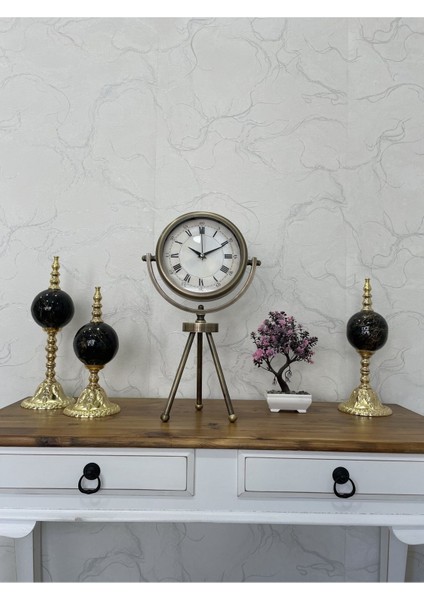 Metal Eskitme Kaplamalı Ayaklı Dekoratif Masa Saati fiyatları