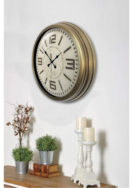 40 cm Metal Eskitme Old-School Vintage Lüks Duvar Saati