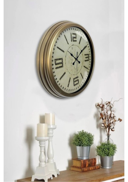40 cm Metal Eskitme Old-School Vintage Lüks Duvar Saati