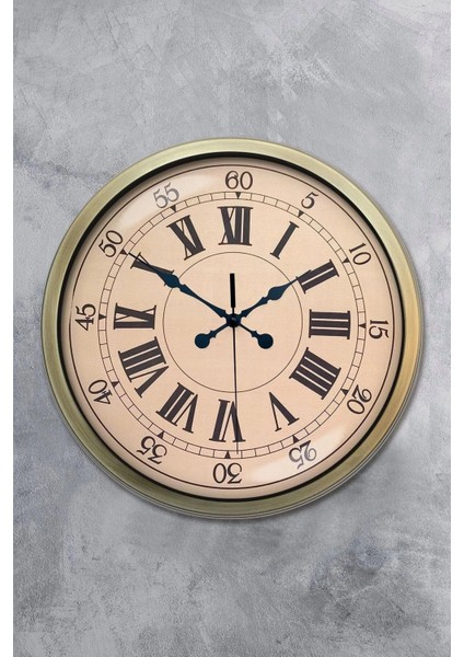 40 cm Metal Romen Rakamlı Retro Vintage Modern Dekoratif Lüks Duvar Saati