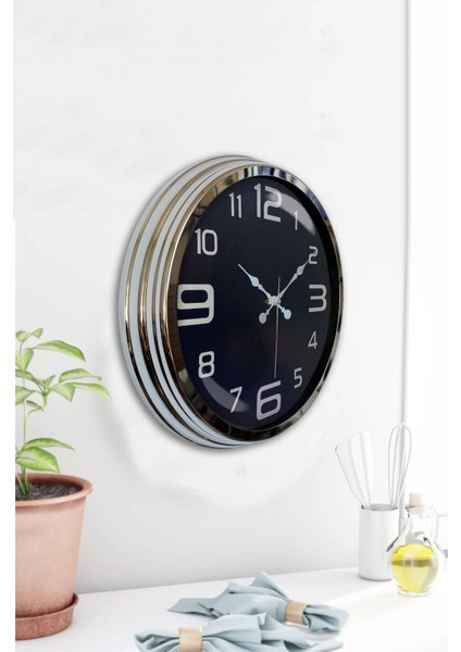 40 cm Siyah Kadran Modern Lüks Metal Duvar Saati fiyatları