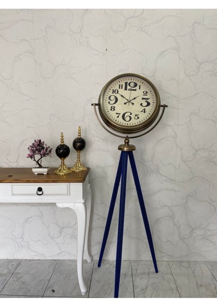 150 cm Dekoratif Tripod Ayaklı Metal Eskitme Kaplama Saat