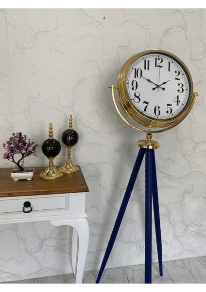 150 cm Dekoratif Tripod Ayaklı Metal Gold Kaplama Saat