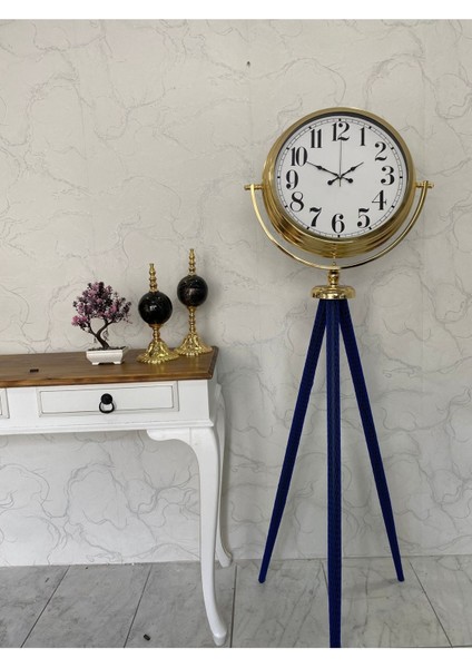 150 cm Dekoratif Tripod Ayaklı Metal Gold Kaplama Saat