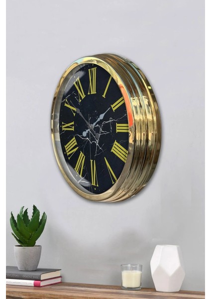 40 cm Metal Romen Rakamlı Siyah Kadran Modern Dekoratif Lüks Duvar Saati