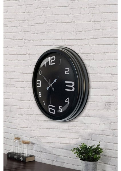 40 cm Siyah Kadran Modern Lüks Metal Duvar Saati