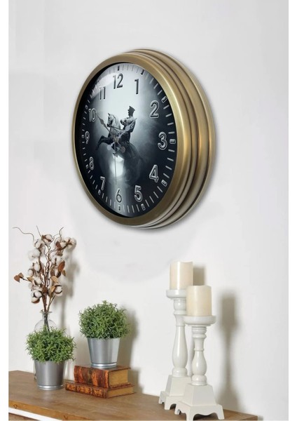 40 cm Metal Düz Rakamlı Mustafa Kemal Atatürk Kadranlı Lüks Duvar Saati fiyatları