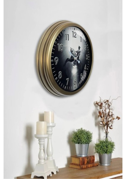 40 cm Metal Düz Rakamlı Mustafa Kemal Atatürk Kadranlı Lüks Duvar Saati modelleri