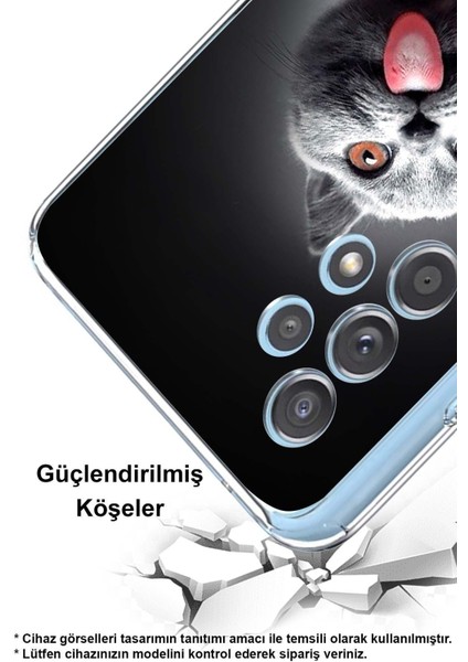 Samsung Galaxy S21 Plus ile Uyumlu Kedi 2 Kamera Korumalı Şeffaf Kılıf