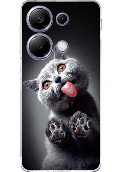 Xiaomi Redmi Note 13 Pro 4g ile Uyumlu Kedi 2 Kamera Korumalı Şeffaf Kılıf