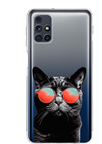 Samsung Galaxy M31S ile Uyumlu Kedi 3 Kamera Korumalı Şeffaf Kılıf