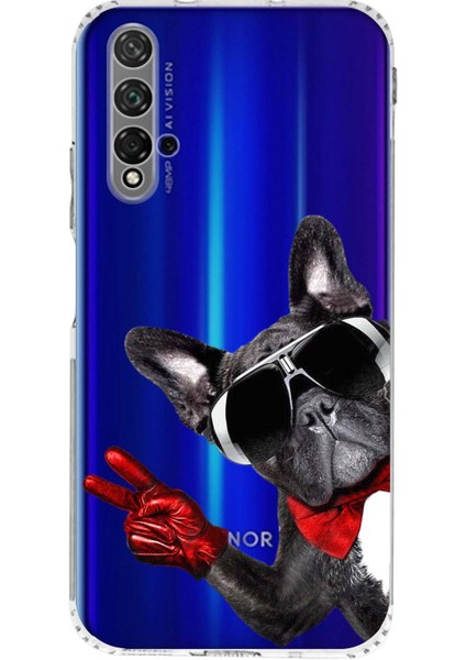 Honor 20 ile Uyumlu Köpek 2 Kamera Korumalı Şeffaf Kılıf