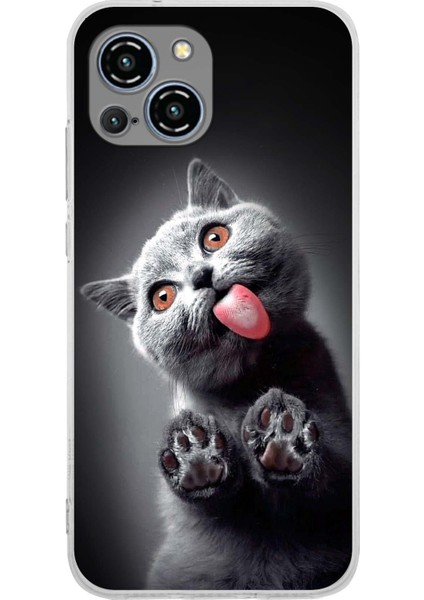 Reeder S23 Pro Max ile Uyumlu Kedi 2 Kamera Korumalı Şeffaf Kılıf