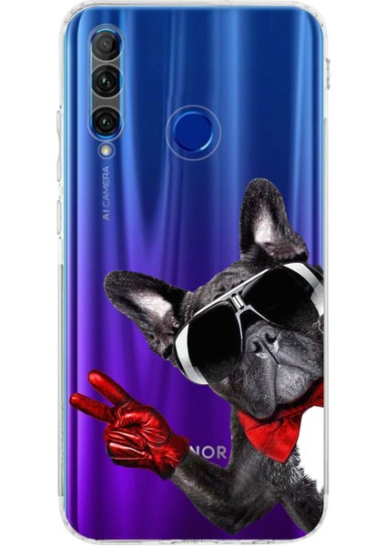 Honor 20 Lite ile Uyumlu Köpek 2 Kamera Korumalı Şeffaf Kılıf