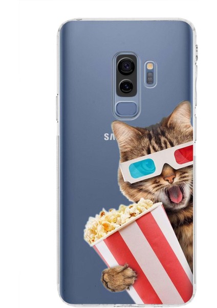 Samsung Galaxy S9 Plus ile Uyumlu Kedi 1 Kamera Korumalı Şeffaf Kılıf