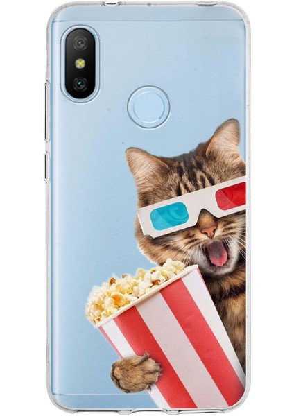 Xiaomi Mi A2 Lite ile Uyumlu Kedi 1 Kamera Korumalı Şeffaf Kılıf